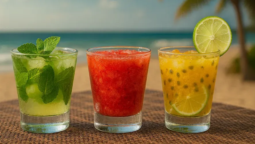 three different types of caipirinha